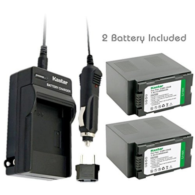 Kastar LED Super Fast Charger & Camcorder Battery x1 for Panasonic CGR-D54 CGR-D54S CGA-D54 CGA-D54S VSK0581 & AG-3DA1 AG-AC90 AG-DVC30 AG-DVC32 AG-DVC33 AG-DVC60 AG-DVC62 AG-DVC63 AG-DVC80 AG-DVC180 
