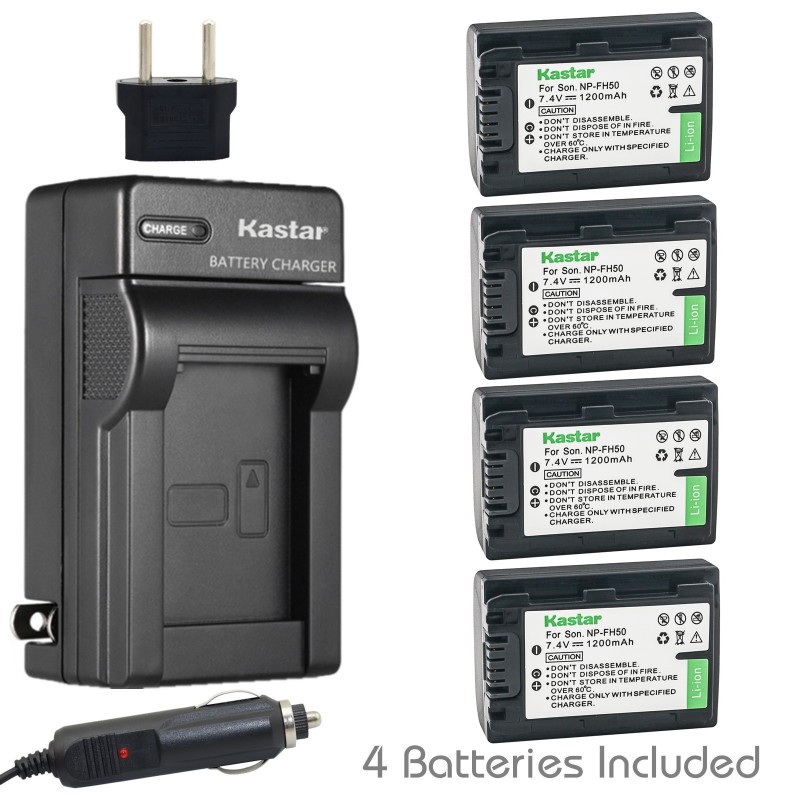 Kastar Battery (3-Pack) + Charger for Sony NP-FH50, NP-FH40, NP-FH30 and DSLR-A230, DSLR-A330, DSLR-A290, DSLR-A380, DSLR-A390, HDR-TG1E, HDR-TG3, HDR-TG5, HDR-TG7, DSC-HX1, DSC-HX200, DSC-HX100V - Sony Camera & Camcorder - Battery &
