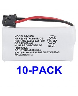 Kastar 10-PACK BBTG0645001 model BT1008 Cordless Phone Battery for Uniden BT-1008 and Uniden DECT 2060 DECT 2080 DECT 2080-3 DWX207 WXI2077 43-269 BT-1008S CAS-D6325 BT1008 DCX200 23-956 DWX207