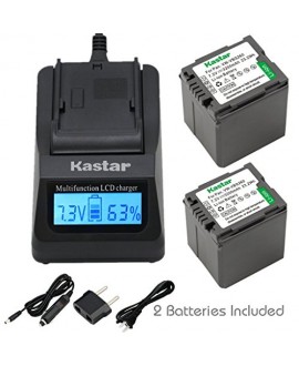 Kastar Fast Charger + Battery (2-Pack) for Panasonic VW-VBG070, VW-VBG130, VWVBG260, VBG6 and SDR-H40, SDR-H80 Series, HDC-HS700, TM700, HS300, TM300, HS250, SD20, HS20, HDC-SDT750 Camcorders etc.