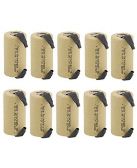 Kastar 10 Packs Sub C 2200mAh NiCd Flat Top Rechargeable Battery (With Tabs)
