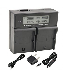 Kastar LCD Dual Smart Fast Charger Kit for JVC SSL-JVC50 and JVC GY-HMQ10, GY-LS300, GY-HM200, GY-HM600, GY-HM600E, GY-HM600EC, GY-HM650 Camcorders