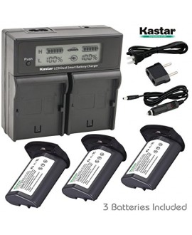 Kastar LCD Dual Smart Fast Charger & Battery (3 PACK) for Canon LP-E4, LPE4 (11.1V 4400mAh 48.4Wh) and Canon EOS-1D C, EOS-1D Mark III, EOS-1Ds Mark III, EOS-1D Mark IV Cameras