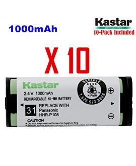 Kastar HHR-P105 Battery (10-Pack), Type 31, NI-MH Rechargeable Cordless Telephone Battery 2.4V 1000mAh, Replacement for Panasonic HHRP105 HHR-P105 HHRP105A HHR-P105A KX242 KX-242 KX2420 KX-2420 KX2421 KX-2421 KX2422 KX-2422 KXTG5779 KX-TG5779 Dantona BATT