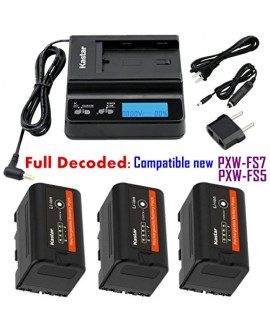 Kastar Fast Charger and BP-U30 Battery (3X) for Sony BP-U90 BP-U60 BP-U30 and PXW-FS7/FS5/X180 PMW-100/150/150P/160 PMW-200/300 PMW-EX1/EX1R PMW-EX3/EX3R PMW-EX160 PMW-EX260 PMW-EX280 PMW-F3/F3K/F3L