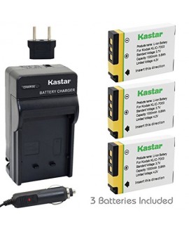 Kastar 3X Battery + Charger for Kodak KLIC-7003 K7003, GE GB-40 & Kodak EasyShare M380 M381 EasyShare M420 EasyShare V803 EasyShare V1003 EasyShare Z950, GE E1030 E1040 E1050TW E1240 E1250TW E850 H855