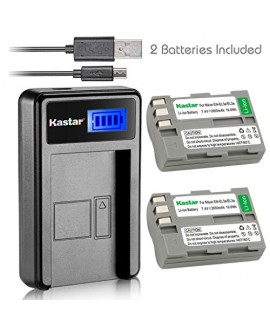 Kastar Battery (X2) & LCD Slim USB Charger for Nikon EN-EL3e, ENEL3E, EN-EL3a, EN-EL3, MH-18, MH-18a and Nikon D50, D70, D70s, D80, D90, D100, D200, D300, D300S, D700 Cameras