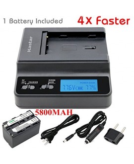 Kastar Ultra Fast Charger(4X faster) Kit and Battery (1-Pack 5800mAh) for Sony NP-F770, NP-F750, NP-F730 work with Sony DCR-TRV820, CCD-SC55, DCR-TRV820K, CCD-SC65, CCD-TRV815, DCR-TRV9, CCD-TR3, DCR-TRV900, CCD-TR3000, CCD-TRV85, DCR-VX200, CCD-TR3300, C