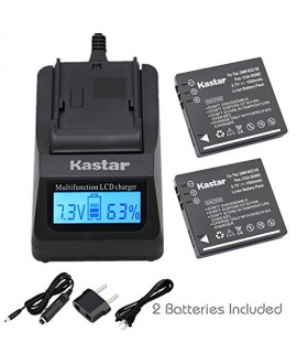 Kastar Ultra Fast Charger(3X faster faster than the normal) Kit and Battery (2-Pack) for Panasonic Lumix CGA-S008, CGA-S008A, CGA-S008A/1B, CGA-S008E, CGA-S008E/1B, DMW-BCE10, DMW-BCE10PP, DMW-BCE10E, VW-VBJ10, VW-VBJ10E, DE-A40 and Panasonic Lumix DMC-FS