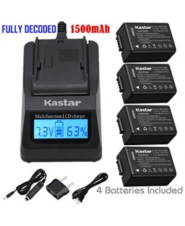 Kastar Fast Charger Kit and DMW-BMB9 Battery (4-Pack) for Panasonic DMW-BMB9E DMW-BMB9PP DE-A83 and Lumix DMC-FZ40 DMC-FZ45 DMC-FZ47 DMC-FZ48 DMC-FZ60 DMC-FZ62 DMC-FZ70 DMC-FZ72 DMC-FZ100 DMC-FZ150