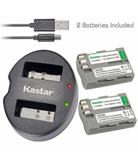 Kastar Battery (X2) & Dual USB Charger for Nikon EN-EL3e, ENEL3E, EN-EL3a, EN-EL3, MH-18, MH-18a and Nikon D50, D70, D70s, D80, D90, D100, D200, D300, D300S, D700 Cameras