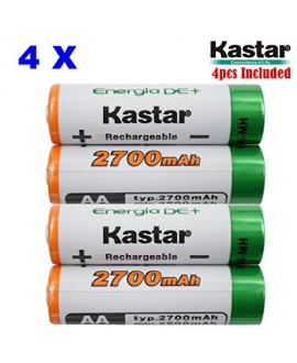 Kastar AA (4-Pack) Ni-MH 2700mAh Super High-Capacity Rechargeable Batteries Pre-charged