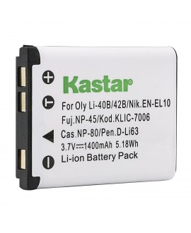 Kastar Digital Camera Replacement Lithium-Ion Battery Compatible with Fuji NP-45, Kodak KLIC-7006, Nikon EN-EL10, Pentax D-LI63, D-Li108, Olympus LI-40B, LI-42B, Casio NP-80, Sanyo Xacti Battery
