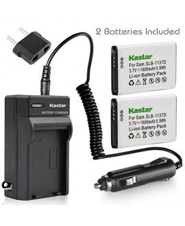 Kastar Battery (X2) & AC Travel Charger for Samsung SLB-1137D Samsung i80 Samsung i85 Samsung i100 Samsung L74 Samsung Wide NV11 Wide NV24HD Wide NV30 Wide NV40 Wide NV100HD Wide NV103 Wide NV106 HD