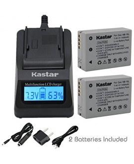Kastar Ultra Fast Charger Kit and Battery (2-Pack) for Canon NB-10L, CB-2LC work with Canon PowerShot G1 X, PowerShot G15, PowerShot G16, PowerShot SX40 HS, PowerShot SX50 HS, PowerShot SX60 HS