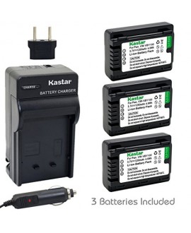 Kastar Battery (3-Pack) and Charger Kit for Panasonic VW-VBY100 and Panasonic HC-V110 V110K V110G V201 V201K Cameras