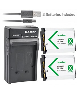 Kastar Battery (X2) & Slim USB Charger for Sony NP-BX1 and Cyber-shot DSC-HX50V,DSC-HX300,DSC-RX1 RX1R RX100 RX100 II RX100M II RX100 III RX100M3 WX300, HDR-AS10 AS15 AS30V AS100V AS100VR CX240 Camera
