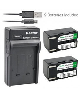 Kastar Battery (X2) & Slim USB Charger for Samsung SB-LSM160 and SC-D351 VP-D351 VP-D351i VP-D352 VP-D352i VP-D353 VP-D353i VP-D354 VP-D354i VP-D647 VP-D651 VP-D653 VP-DC161 VP-DC161i VP-DC163 DC163i