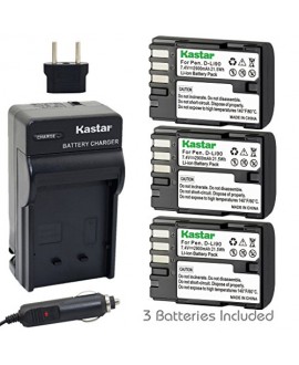 Kastar D-Li90 Battery (3-Pack) and Charger Kit work with Pentax K-01 K-3 K-5 K-5II K-5IIs K-7 645D 645Z Cameras