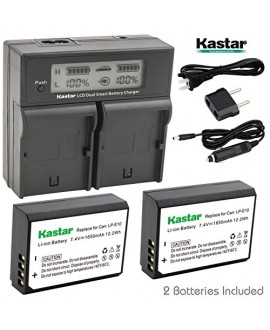 Kastar LCD Dual Fast Charger & 2 x Battery for Canon LP-E10, LC-E10 and Canon EOS 1100D, EOS 1200D, EOS Rebel T3, EOS Rebel T5, EOS Kiss X50, EOS Kiss X70 DSLR Camera & Canon LPE10 Grip