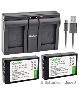 Kastar BLS1 2x Battery + USB Dual Charger for Olympus BLS-1, PS-BLS1 and Olympus E-400, E-410, E-420, E-450, E-600, E-620, E-P1, E-P2, E-P3, E-PL1, E-PL3, E-PM1 Camera
