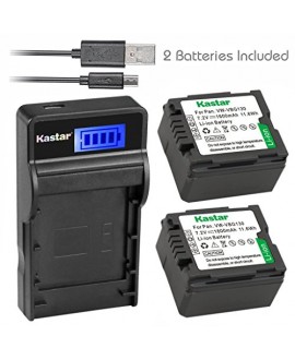 Kastar Battery (X2) & SLIM LCD Charger for Panasonic VW-VBG070, VW-VBG130, VWVBG260 and SDR-H40, SDR-H80 Series, HDC-HS700, TM700, HS300, TM300, HS250, SD20, HS20, HDC-SDT750 Camcorders etc.