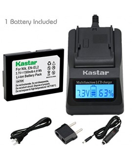 Kastar Ultra Fast Charger(3X faster) Kit and Battery (1-Pack) for Nikon EN-EL2 work with Nikon Coolpix 2500, Nikon Coolpix 3500, Nikon Coolpix SQ500 Digital Cameras [Over 3x faster than a normal charger with portable USB charge function]