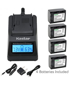 Kastar Fast Charger Kit and Battery (4-Pack) for IA-BP105R and Samsung HMX-F80 F90 HMX-F800 F900 SMX-F50 SMX-F53 SMX-F54 SMX-F500 SMX-F501 SMX-F530 SMX-F70 SMX-F700 HMX-H300 H303 H304 H305 HMX-H320