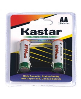Kastar AA 2700mAh 2PCS(1-PACK) Rechargeable Ni-MH Batteries
