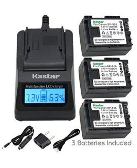 Kastar Ultra Fast Charger(3X faster) Kit and BP808 Battery (3-Pack) for Canon BP-807, BP-808, BP-809 and Canon HFM400 HF100 M300 S100 S200 FS36 FS37 HF200 HFS11 HF100 HF20 HG21 FS406 Cameras