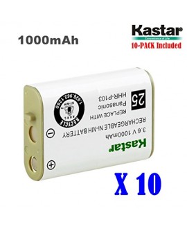 Kastar HHR-P103 Battery (10-Pack), Type 25, NI-MH Rechargeable Battery 3.6V 1000mAh, Replacement for Panasonic HHR-P103 / P-P103, AT&T, GE, Vtech Cordless phone (Detail Models in the Description)