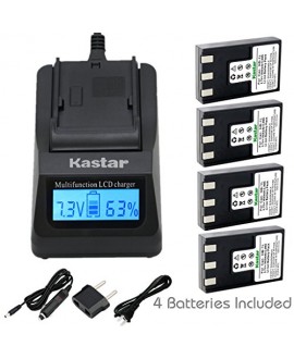 Kastar Ultra Fast Charger(3X faster) Kit and NB-1L Battery (4-Pack) for Canon NB-1L NB-1LH CB-2LSE work with Canon IXY Digital 200 200a 300 300a 320 400 430 450 500 S200 S230 S330 PowerShot S200 S230 S300 S330 S400 S410 S500 Cameras [Over 3x faster than a