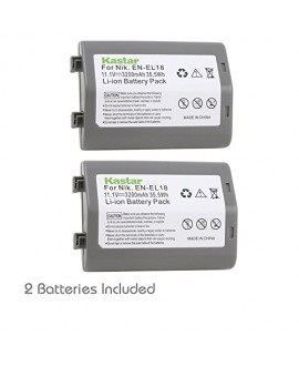 Kastar Battery (2-Pack) for Nikon EN-EL18, EN-EL18a, ENEL18, ENEL18a, MH-26, MH-26a, MH26 and Nikon D4, D4S, D5 Digital SLR Camera, Nikon MB-D12, D800, D800E Battery Grip