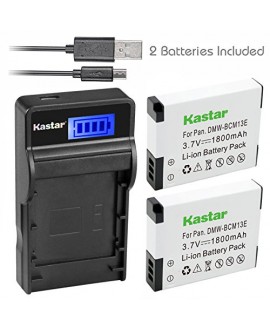 Kastar Battery (X2) & SLIM LCD Charger for Panasonic DMW-BCM13 BCM13PP and Lumix DMC-FT5 DMC-LZ40 DMC-TS5 TS6 DMC-TZ37 TZ40 TZ41 TZ55 TZ60 DMC-ZS27 DMC-ZS30 DMC-ZS35 DMC-ZS40 DMC-ZS45 DMC-ZS50