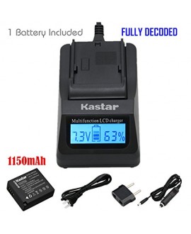 Kastar Ultra Fast Charger(3X faster) Kit and Battery (1-Pack) for Panasonic DMW-BLE9, DMW-BLE9E, DMW-BLE9PP, DMW-BLG10 work with Panasonic Lumix DMC-GF3, DMC-GF5, DMC-GF6, DMC-GX7, DMC-LX100 Cameras [Over 3x faster than a normal charger with portable USB 