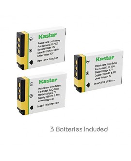 Kastar Battery (3-Pack) for Kodak KLIC-7003, K7003, and GE GB-40 work for Kodak EasyShare M380, EasyShare M381, EasyShare M420, EasyShare V803, EasyShare V1003, EasyShare Z950 and GE E1030, E1040, E1050TW, E1240, E1250TW, E850, H855 Cameras