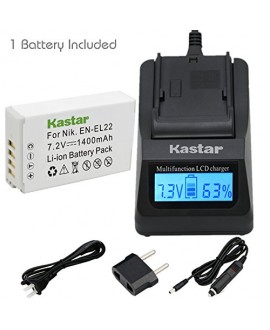 Kastar Ultra Fast Charger(3X faster) Kit and Battery (1-Pack) for Nikon EN-EL22, MH-29 work with Nikon 1 J4, Nikon 1 S2 Cameras [Over 3x faster than a normal charger with portable USB charge function]