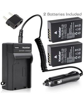 Kastar Battery (X2) & AC Travel Charger for Nikon EN-EL20, ENEL20, EN-EL20a and Nikon Coolpix A, Nikon 1 AW1, 1 J1, 1 J2, 1 J3, 1 S1, 1 V3, and Blackmagic Pocket Cinema Cameras
