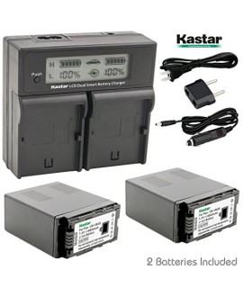 Kastar LCD Dual Smart Fast Charger & 2 x Battery for Panasonic VW-VBG6 VWVBG6 VBG6 Li-Ion Camcorder Battery and Panasonic AG-AC160A, AG-AC7, AG-AC130A, AG-AC160A, AG-HMC40, AG-HMC70, AG-HMC150