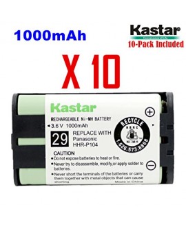 Kastar HHR-P104 Battery(10-Pack), Type 29, NI-MH Rechargeable Cordless Telephone Battery 3.6V 1000mAh, Replacement for Panasonic HHR-P104 HHR-P104A,23968 439024 439025 439026 439030 439031,KX-FG6550 KX-FPG391 KX-TG2302 KX-TG230 KX-TG2312 KX-TG2355W KX-TG2