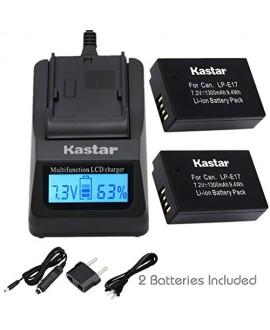 Kastar Ultra Fast Charger(3X faster) Kit and Battery (2-Pack) for Canon LP-E17 Battery LC-E17, LC-E17C Charger and Canon EOS M3, EOS Rebel T6i, EOS Rebel T6s, EOS 750D, EOS 760D, EOS 8000D, Kiss X8i