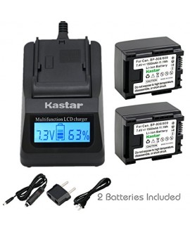 Kastar Ultra Fast Charger(3X faster) Kit and Battery (2-Pack) for Canon BP-809, BP-819, BP-827 Work with Canon FS10, FS11, FS100, FS21, FS22, FS200, FS31, FS300, VIXIA HF10, HF11, HF100, HF20, HF200, HF S10, S100, S20, S21, S200, HG20, HG21, HG30, G10, M3