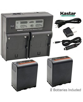 Kastar LCD Dual Smart Fast Charger & 2 x Battery for Sony BP-U60, BPU60, BP-U66 and PMW-100, PMW-150, PMW-160, PMW-200, PMW-300, PMW-EX1, EX3, PMW-EX160, PMW-EX260, PMW-EX280, PMW-F3, PXW-FS5, PXW-FS7