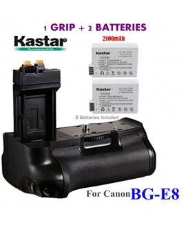Kastar Pro Multi-Power Vertical Battery Grip (Replacement for BG-E8) + 2x LP-E8 Replacement Batteries for Canon EOS 550D EOS 600D EOS 650D EOS 700D and Rebel T2i T3i T4i T5i SLR Cameras