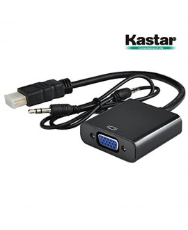 [Fully Decoded] Kastar New Dock Connector HDMI-VGA, 1080p HDMI Male to VGA Female Video Converter Adapter Cable with Audio Cable for PC, TV, Laptops, Cameras, Camcorders, Tablets, Monitors, projectors, DVD Players and Other HDMI Devices (BLACK)