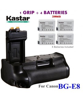 Kastar Pro Multi-Power Vertical Battery Grip (Replacement for BG-E8) + 4x LP-E8 Replacement Batteries for Canon EOS 550D EOS 600D EOS 650D EOS 700D and Rebel T2i T3i T4i T5i SLR Cameras