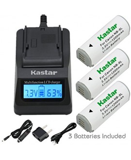 Kastar Ultra Fast Charger(3X faster) Kit and Battery (3-Pack) for Canon NB-9L and Canon PowerShot N, N2, SD4500, SD4500 IS, ELPH 510 HS, ELPH 520 HS, ELPH 530 HS Cameras