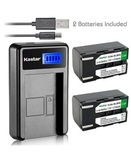 Kastar Battery (X2) & LCD Slim USB Charger for Samsung SB-LSM160 and SC-D351 VP-D351 VP-D351i VP-D352 VP-D352i VP-D353 VP-D353i VP-D354 VP-D354i VP-D647 VP-D651 VP-D653 VP-DC161 VP-DC161i DC163 DC163i