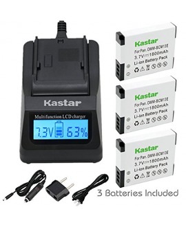 Kastar Fast Charger and Battery 3 Pack for Panasonic DMW-BCM13 DMW-BCM13PP & Lumix DMC-FT5 DMC-LZ40 DMC-TS5 DMC-TZ37 DMC-TZ40 DMC-TZ41 Lumix DMC-TZ55 DMC-TZ60 Lumix DMC-ZS27 DMC-ZS30 DMC-ZS35 DMC-ZS40