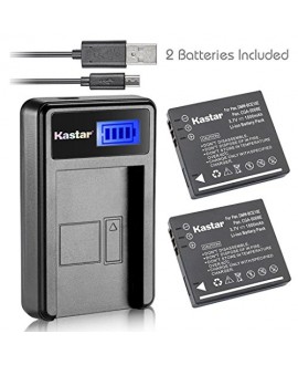 Kastar Battery (X2) & LCD Slim USB Charger for Panasonic Lumix CGA-S008, DMW-BCE10, DMW-BCE10E, VW-VBJ10, DE-A40 and Panasonic Lumix DMC-FX520 SDR-S25 SDR-S26 DMC-FS20 DMC-FX37 DMC-FX55 DMC-FX500